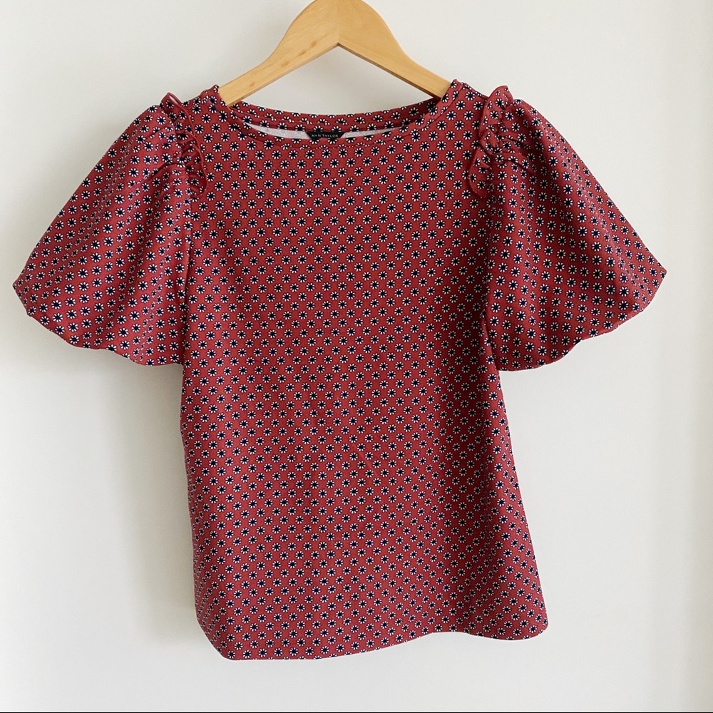 NWT Ann Taylor Floral Puffy Sleeve Blouse Size XS